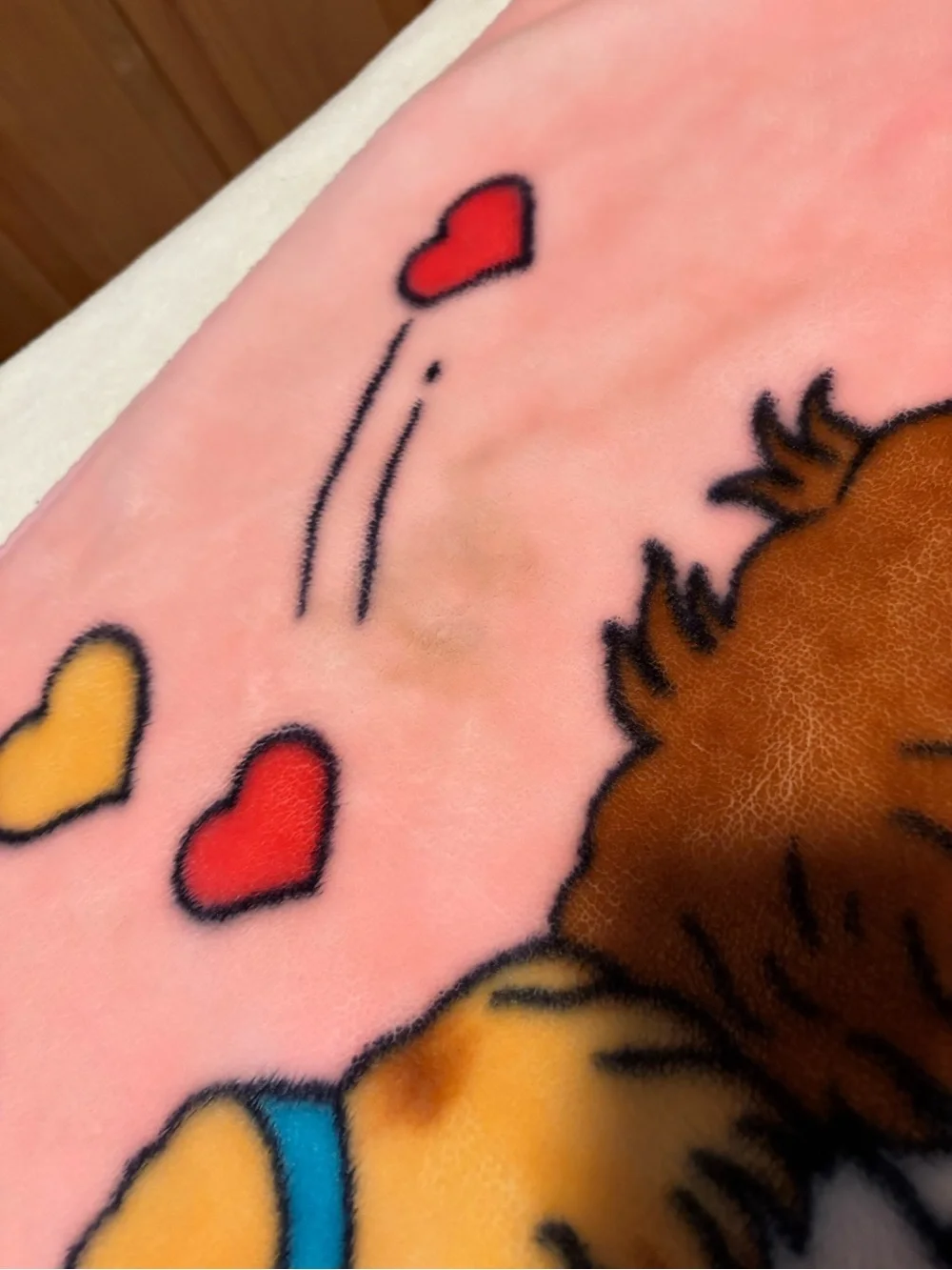 Vintage 80s 90s Korean Plush Minky Baby Blanket Boy & Girl Kissing Hearts Pink